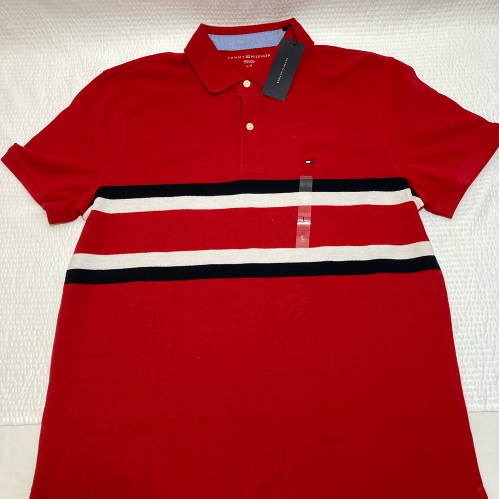 Tommy Hilfiger Red Polo with Stripes